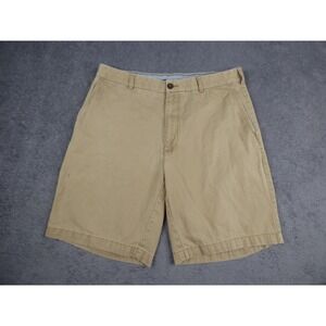 Caribbean Mens Khaki Flat Front Cotton Shorts Tan Parrot Logo Size 36